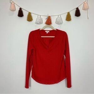 BP Ribbed Red Long Sleeve Top Size Medium